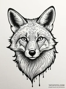 Fox, tattoo drawing outline, on a clean white... - эскиз тату (№1751940670_0, 08.07.2025 02:11) — Tatufoto.com