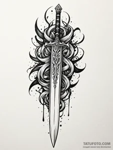 Ashen sword with runes, artistic tattoo sketc... - эскиз тату (№1751941098_0, 08.07.2025 02:18) — Tatufoto.com