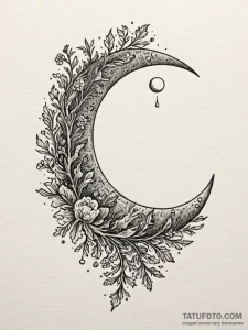 Lichen-covered blade beneath moon, tattoo fla... - эскиз тату (№1751941187_0, 08.07.2025 02:19) — Tatufoto.com