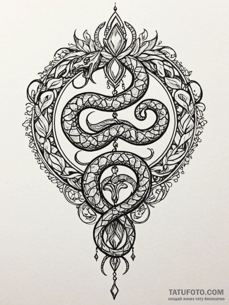 Jewel serpent crowned with stars, artistic ta… — эскиз тату (№1751941356_0, 08.07.2025 02:22) — Tatufoto.com