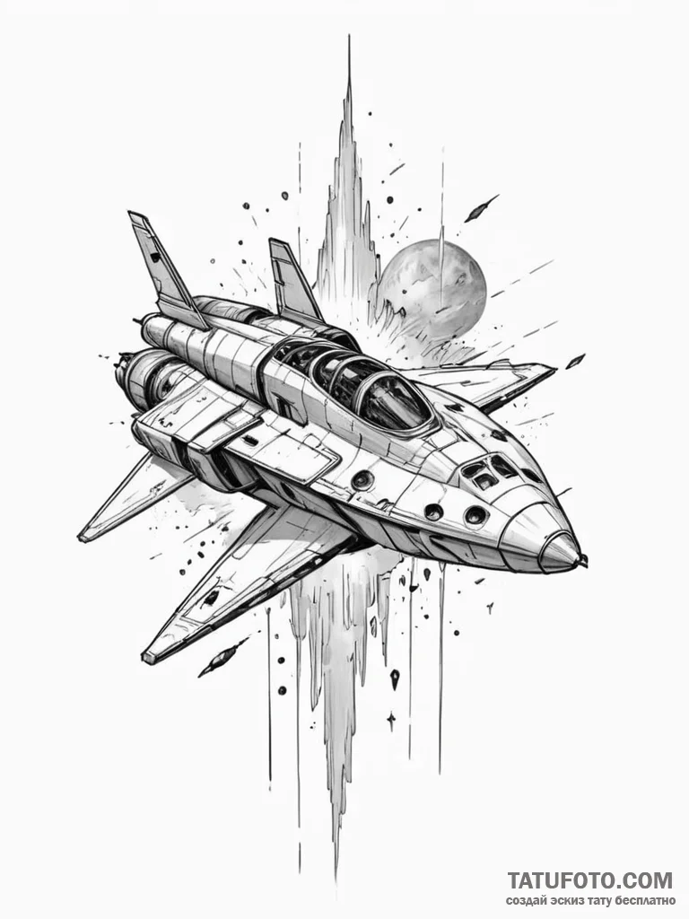 Spaceship wreck - эскиз тату (№1751941777_0, 08.07.2025 02:29) — Tatufoto.com
