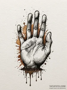 Bone hand rising from soil, ink illustration... - эскиз тату (№1751941860_0, 08.07.2025 02:31) — Tatufoto.com