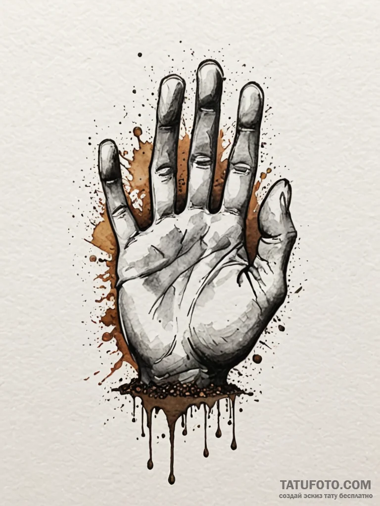 Bone hand rising from soil, ink illustration... - эскиз тату (№1751941860_0, 08.07.2025 02:31) — Tatufoto.com