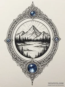 Sapphire orb beneath spectral gate, tattoo sk... - эскиз тату (№1751942618_0, 08.07.2025 02:43) — Tatufoto.com