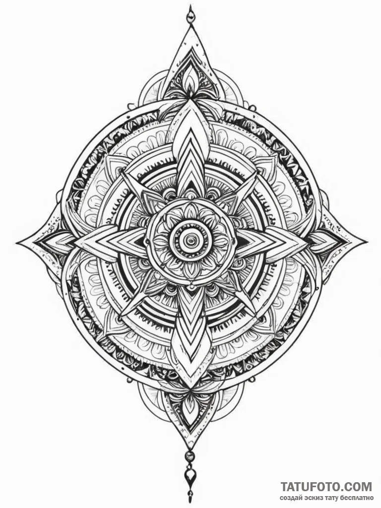 Amulet symbol, ink illustration for tattoo, o… — эскиз тату (№1751943040_0, 08.07.2025 02:50) — Tatufoto.com