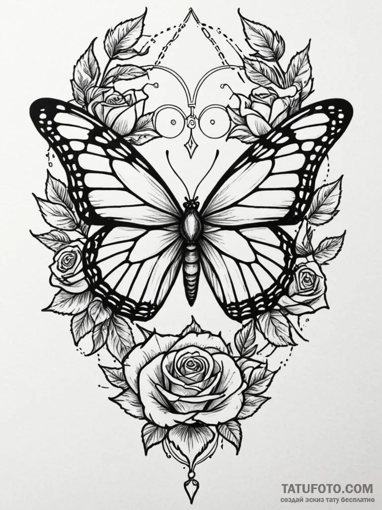 Monarch butterfly emerging from a chrysalis,… — эскиз тату (№1751943124_0, 08.07.2025 02:52) — Tatufoto.com