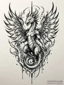 Angel dragon with cosmic flames, artistic tat... - эскиз тату (№1751943291_0, 08.07.2025 02:54) — Tatufoto.com