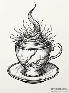 Tornado in a teacup, tattoo drawing outline,... - эскиз тату (№1751943628_0, 08.07.2025 03:00) — Tatufoto.com