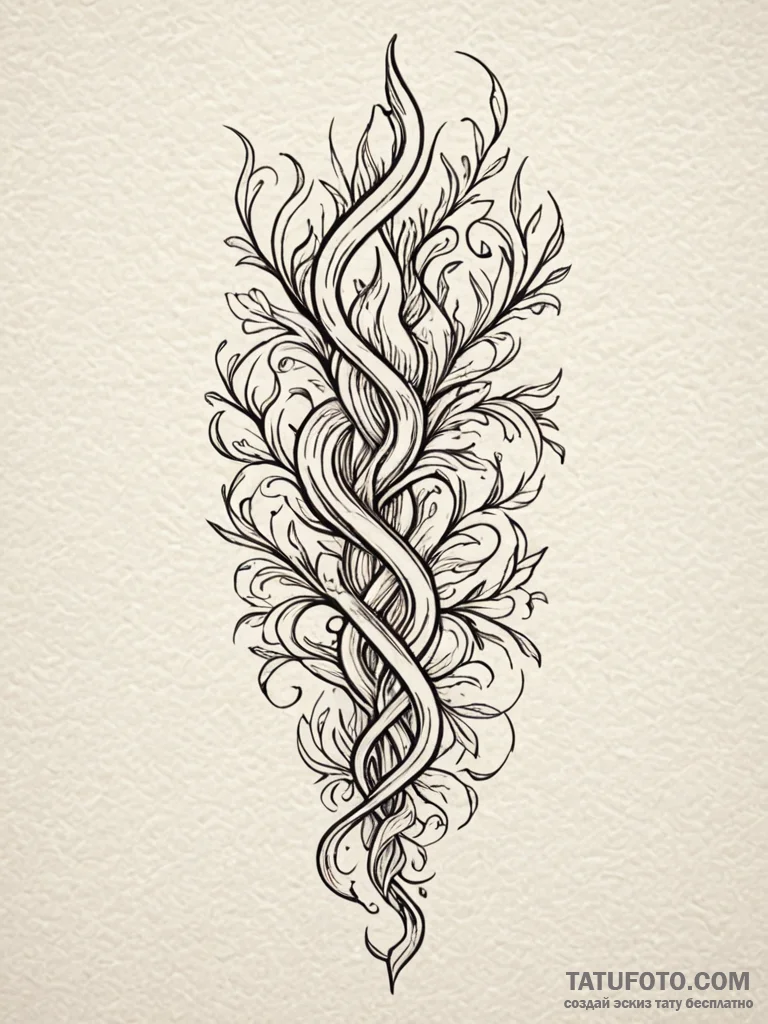 Flaming roots entwining blade, tattoo drawing... - эскиз тату (№1751943712_0, 08.07.2025 03:01) — Tatufoto.com