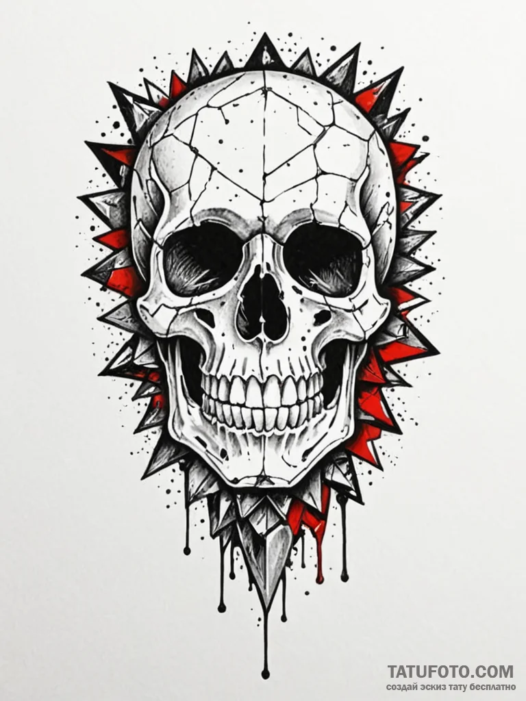 Ice skull encased in crystals, tattoo sketch... - эскиз тату (№1751943797_0, 08.07.2025 03:03) — Tatufoto.com