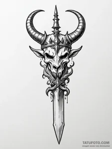 Horned dagger crowned in bone, concept art fo... - эскиз тату (№1751944306_0, 08.07.2025 03:11) — Tatufoto.com