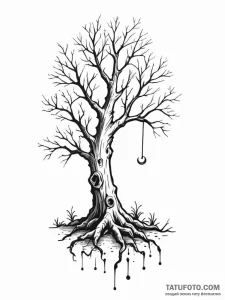 Black root tree with hollow trunk, tattoo ske... - эскиз тату (№1751944812_0, 08.07.2025 03:20) — Tatufoto.com