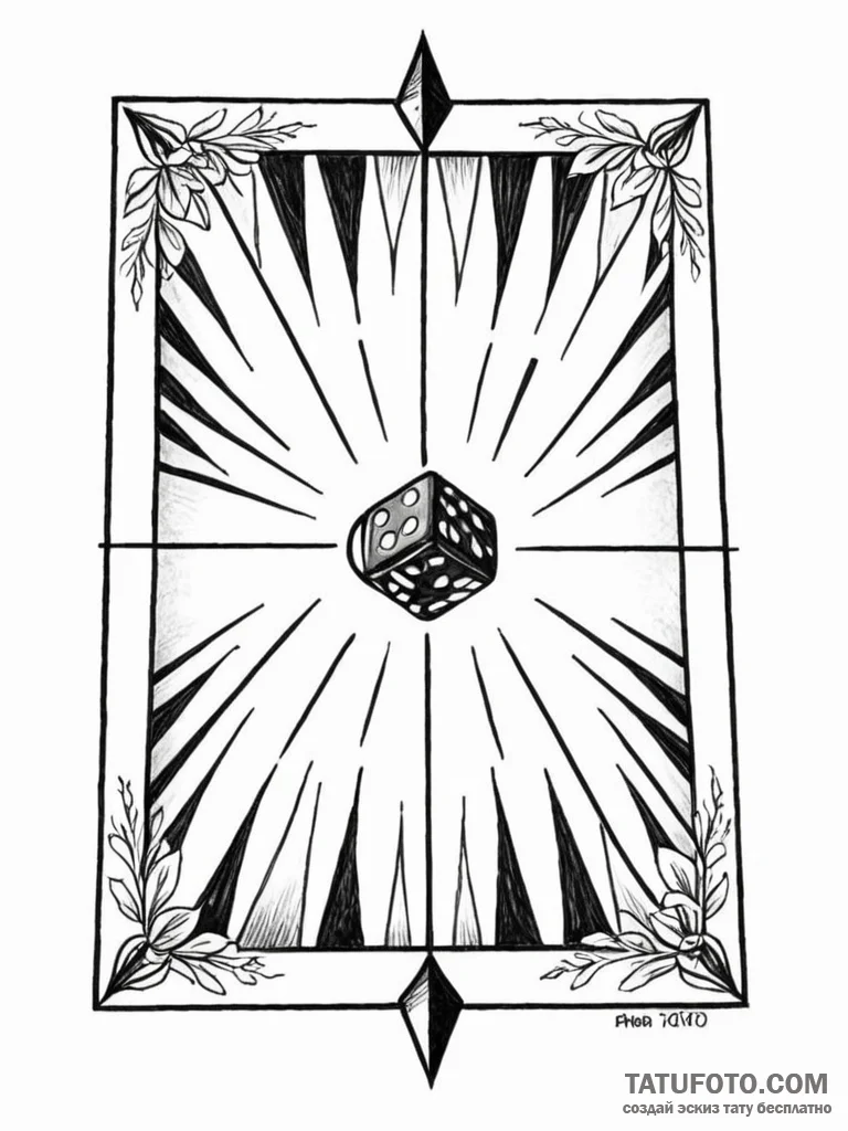Backgammon board with a decisive final move,... - эскиз тату (№1751945066_0, 08.07.2025 03:24) — Tatufoto.com