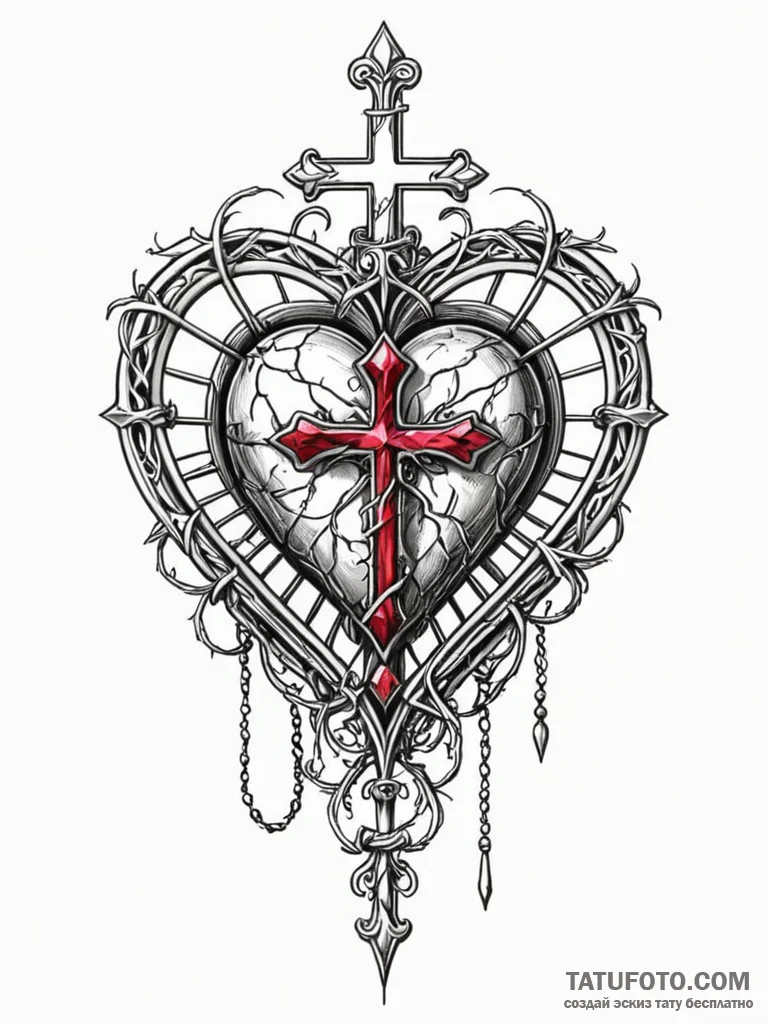 Ruby heart beneath bone cage, tattoo line art... - эскиз тату (№1751945150_0, 08.07.2025 03:25) — Tatufoto.com