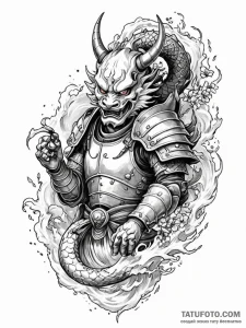 Apocalyptic knight with bone armor, tattoo li... - эскиз тату (№1751945317_0, 08.07.2025 03:28) — Tatufoto.com
