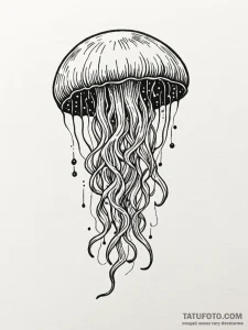 Jellyfish drifting through cosmic void, ink i... - эскиз тату (№1751945823_0, 08.07.2025 03:37) — Tatufoto.com