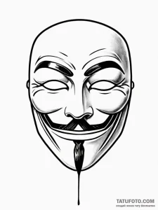 V's mask from v for vendetta - эскиз тату (№1751945907_0, 08.07.2025 03:38) — Tatufoto.com