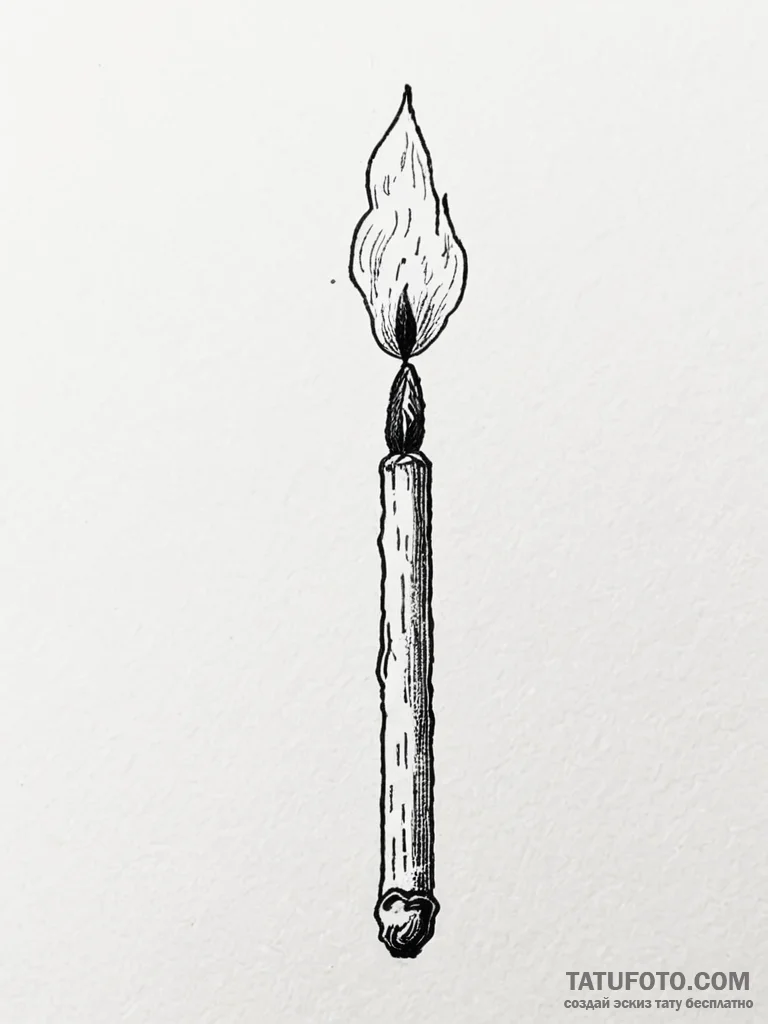 A single burning match - эскиз тату (№1751946326_0, 08.07.2025 03:45) — Tatufoto.com