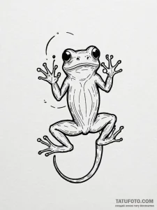 Amphibian creature with glowing eyes, tattoo... - эскиз тату (№1751947166_0, 08.07.2025 03:59) — Tatufoto.com