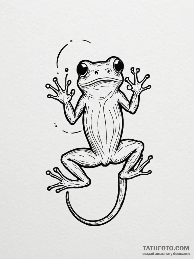 Amphibian creature with glowing eyes, tattoo... - эскиз тату (№1751947166_0, 08.07.2025 03:59) — Tatufoto.com
