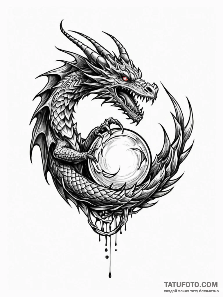 Dragon's claw crushing a glowing, magical orb... - эскиз тату (№1751947250_0, 08.07.2025 04:00) — Tatufoto.com