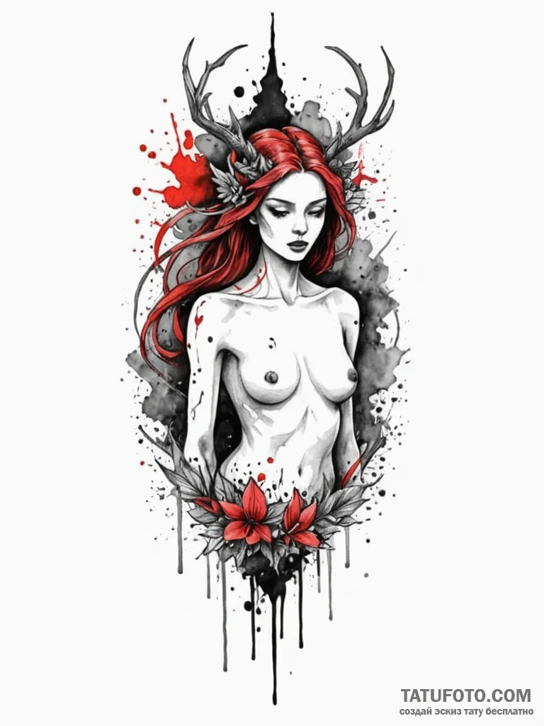Nymph relic sealed in frost, tattoo line art,... - эскиз тату (№1751947334_0, 08.07.2025 04:02) — Tatufoto.com