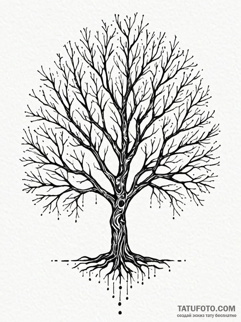 Burned tree with glowing veins, tattoo drawin... - эскиз тату (№1751947502_0, 08.07.2025 04:05) — Tatufoto.com