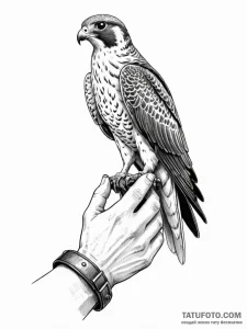Falconry glove with a peregrine falcon perche... - эскиз тату (№1751947756_0, 08.07.2025 04:09) — Tatufoto.com