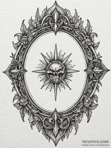 Orcish mirror cracked with time, tattoo flash... - эскиз тату (№1751947923_0, 08.07.2025 04:12) — Tatufoto.com