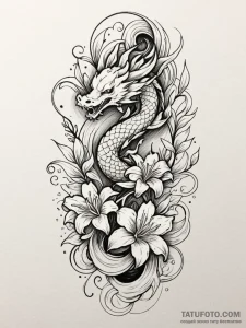 Lilies of the valley, tattoo drawing outline,... - эскиз тату (№1751948175_0, 08.07.2025 04:16) — Tatufoto.com