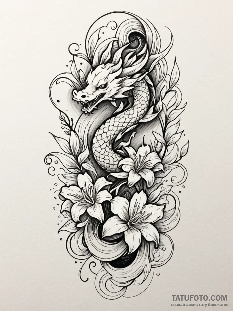 Lilies of the valley, tattoo drawing outline,... - эскиз тату (№1751948175_0, 08.07.2025 04:16) — Tatufoto.com