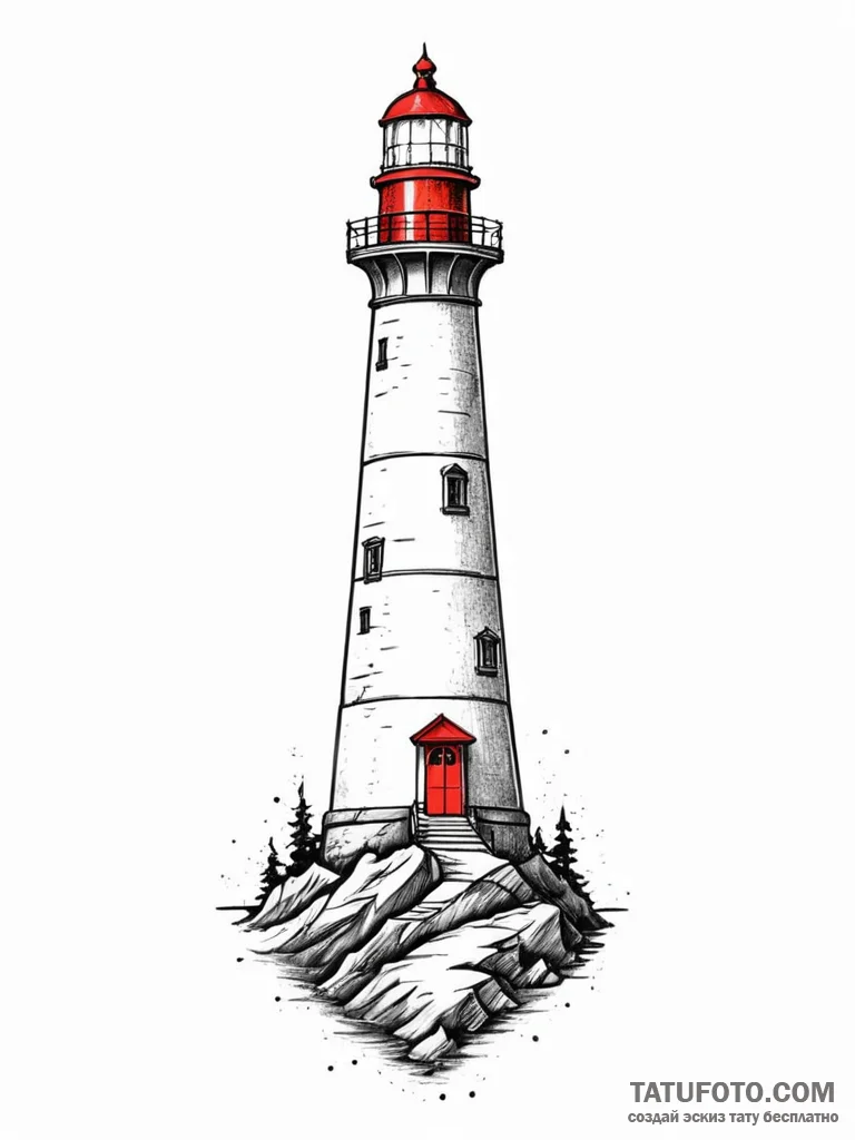 Lighthouse door bound by runes, ink illustrat... - эскиз тату (№1751948343_0, 08.07.2025 04:19) — Tatufoto.com