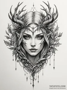 Oak cloak wrapped in thorns, tattoo sketch de... - эскиз тату (№1751948594_0, 08.07.2025 04:23) — Tatufoto.com