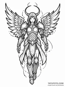Angelic armor cracked and glowing, tattoo ske... - эскиз тату (№1751948845_0, 08.07.2025 04:27) — Tatufoto.com