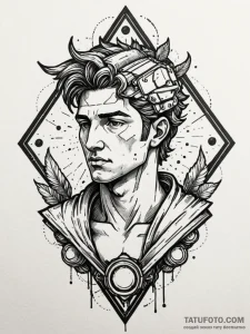 Apollo's bust, but with a glitching, cyberpun... - эскиз тату (№1751948929_0, 08.07.2025 04:28) — Tatufoto.com
