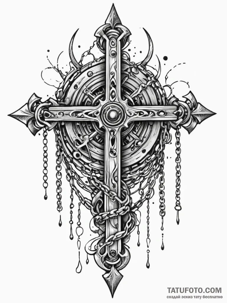 Ethereal chain crushing bone gate, tattoo fla... - эскиз тату (№1751949013_0, 08.07.2025 04:30) — Tatufoto.com