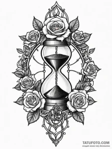 Ashen hourglass with black sand, tattoo flash... - эскиз тату (№1751949266_0, 08.07.2025 04:34) — Tatufoto.com
