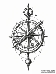 Bronze sextant, used for navigating by the st... - эскиз тату (№1751949350_0, 08.07.2025 04:35) — Tatufoto.com