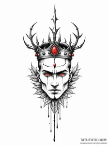 Glyph-etched relic crowned with thorns, tatto... - эскиз тату (№1751949687_0, 08.07.2025 04:41) — Tatufoto.com