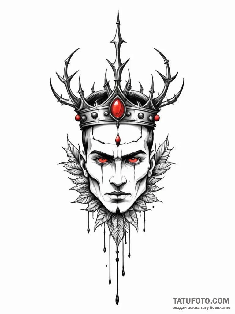 Glyph-etched relic crowned with thorns, tatto... - эскиз тату (№1751949687_0, 08.07.2025 04:41) — Tatufoto.com