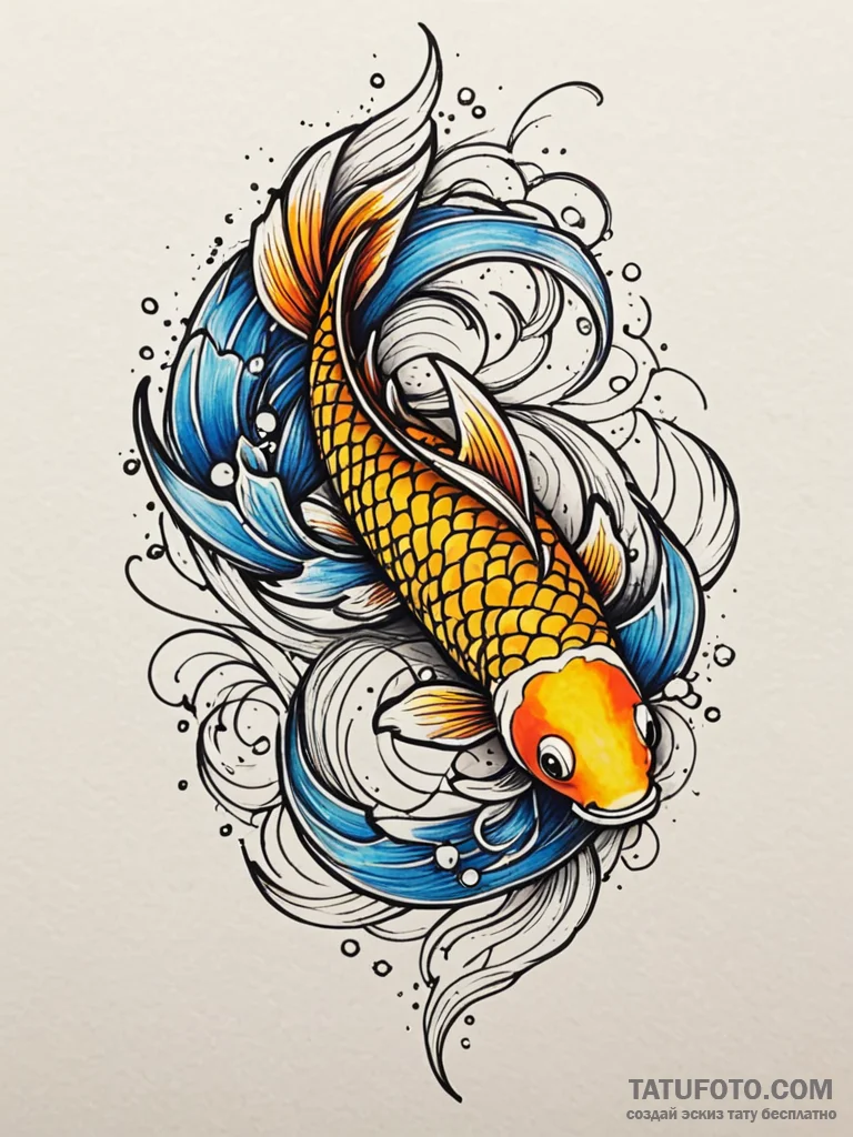 Koi scales morphing into stars, artistic tatt... - эскиз тату (№1751949938_0, 08.07.2025 04:45) — Tatufoto.com