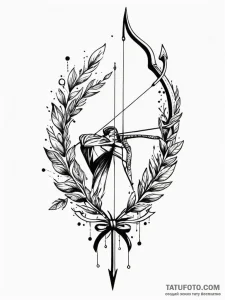 Bow and arrows, ink illustration for tattoo,... - эскиз тату (№1751950274_0, 08.07.2025 04:51) — Tatufoto.com