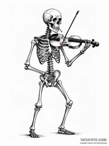 A skeleton playing a violin made of bone, con... - эскиз тату (№1751950607_0, 08.07.2025 04:56) — Tatufoto.com