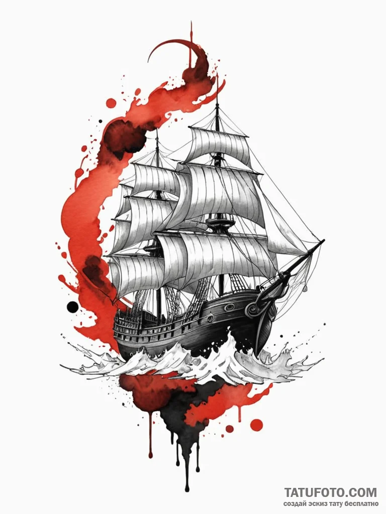 The ship naglfar from norse mythology, concep... - эскиз тату (№1751950860_0, 08.07.2025 05:01) — Tatufoto.com
