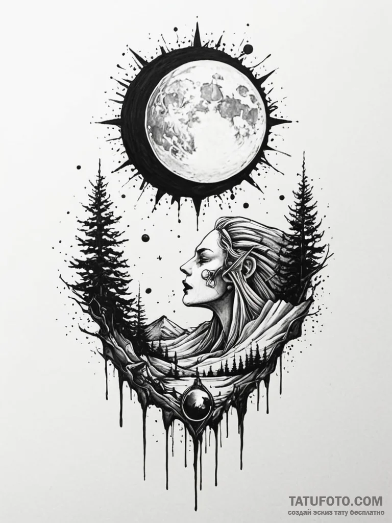 Queenр р†р вђљрівђћсћs throne beneath eclipse... - эскиз тату (№1751951028_0, 08.07.2025 05:03) — Tatufoto.com