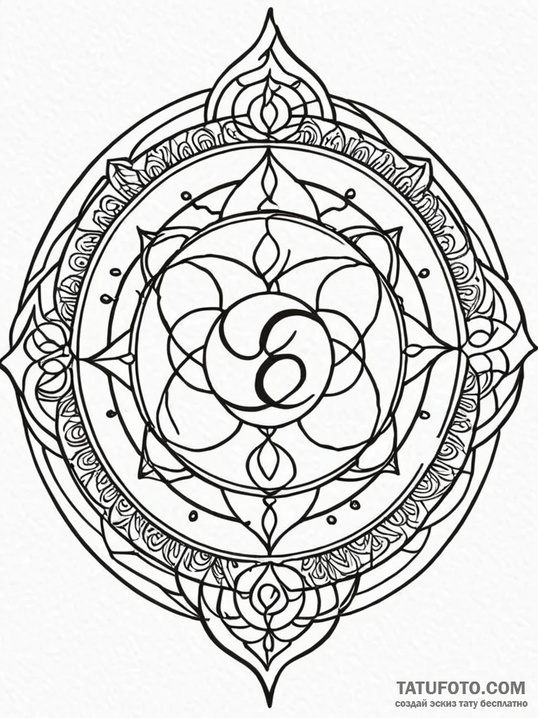 Calligraphy brushstroke forming an enso (circ... - эскиз тату (№1751952372_0, 08.07.2025 05:26) — Tatufoto.com