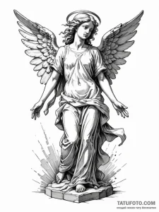 A detailed broken statue of an angel, poignan... - эскиз тату (№1751952540_0, 08.07.2025 05:29) — Tatufoto.com