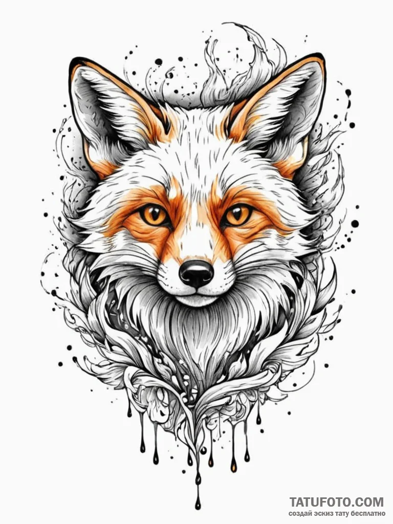 A fox made of swirling smoke, tattoo sketch d... - эскиз тату (№1751952624_0, 08.07.2025 05:30) — Tatufoto.com