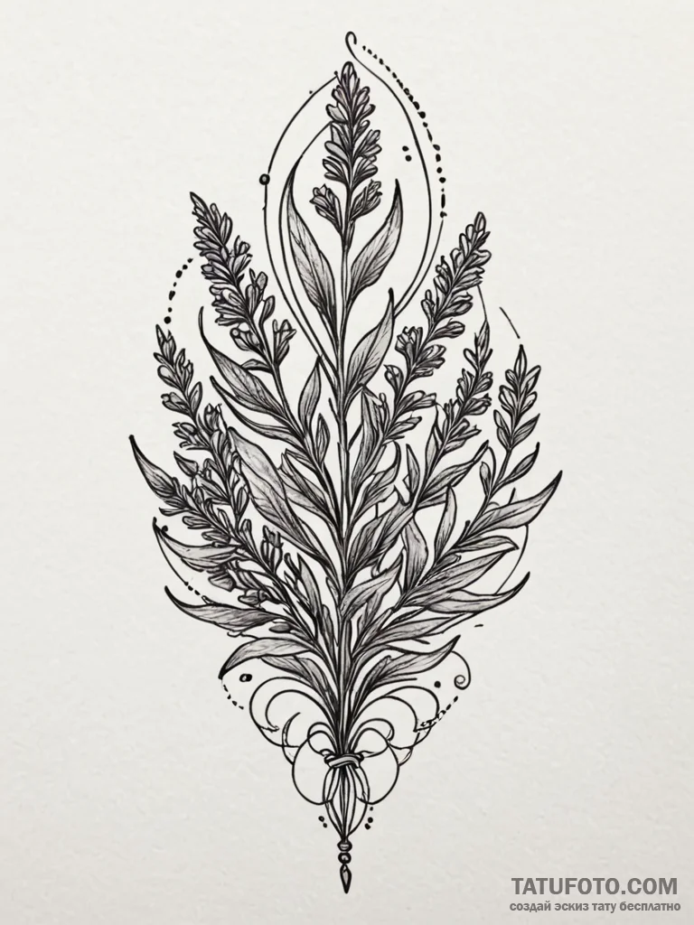 A sprig of lavender, tattoo flash sheet desig... - эскиз тату (№1751953213_0, 08.07.2025 05:40) — Tatufoto.com
