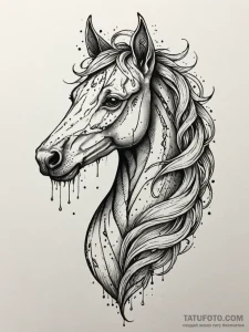 Kelpie mane flowing with spectral light, tatt... - эскиз тату (№1751953464_0, 08.07.2025 05:44) — Tatufoto.com
